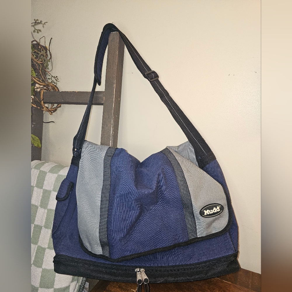 Vintage Mudd Blue Messenger Bag‎ Laptop School Tote Y2k College Carrier 18x7x13